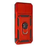 Newface iPhone 12 Pro Max Kılıf Pars Lens Yüzüklü Silikon - Kırmızı