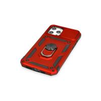 Newface iPhone 12 Pro Max Kılıf Pars Lens Yüzüklü Silikon - Kırmızı