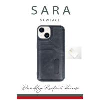 Newface iPhone 14 Kılıf Sara Kartvizitli Deri Kılıf - Siyah