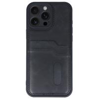 Newface iPhone 16 Pro Kılıf Sara Kartvizitli Deri Kılıf - Siyah