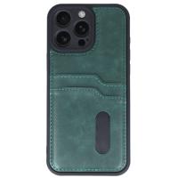 Newface iPhone 16 Pro Kılıf Sara Kartvizitli Deri Kılıf - Koyu Yeşil