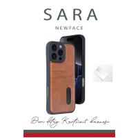 Newface iPhone 16 Pro Max Kılıf Sara Kartvizitli Deri Kılıf - Kırmızı