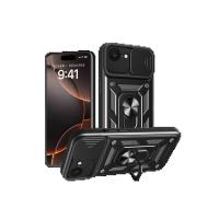 Newface iPhone 16E Kılıf Pars Lens Yüzüklü Silikon - Siyah