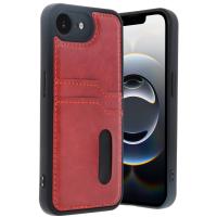 Newface iPhone 16E Kılıf Sara Kartvizitli Deri Kılıf - Kırmızı