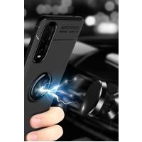 Newface Oppo Find X2 Kılıf Range Yüzüklü Silikon - Siyah-Kırmızı