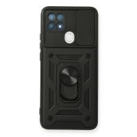 Newface Oppo A15 Kılıf Pars Lens Yüzüklü Silikon - Siyah