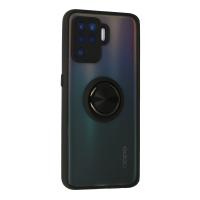 Newface Oppo Reno 5 Lite Kılıf Montreal Yüzüklü Silikon Kapak - Siyah