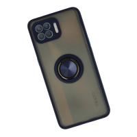 Newface Oppo Reno 4 Lite Kılıf Montreal Yüzüklü Silikon Kapak - Lacivert