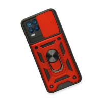 Newface Realme 8 Kılıf Pars Lens Yüzüklü Silikon - Kırmızı