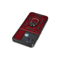 Newface Realme C25Y Kılıf Pars Lens Yüzüklü Silikon - Kırmızı