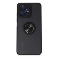 Newface Realme C53 Kılıf Montreal Yüzüklü Silikon Kapak - Siyah
