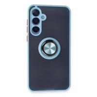 Newface Samsung Galaxy A15 4G Kılıf Montreal Yüzüklü Silikon Kapak - Buz Mavi