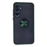 Newface Samsung Galaxy A25 5G Kılıf Montreal Yüzüklü Silikon Kapak - Yeşil