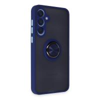 Newface Samsung Galaxy A25 5G Kılıf Montreal Yüzüklü Silikon Kapak - Lacivert