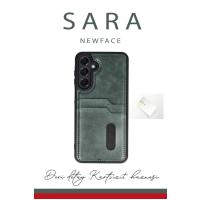 Newface Samsung Galaxy A16 5G Kılıf Sara Kartvizitli Deri Kılıf - Koyu Yeşil