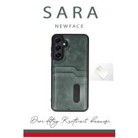 Newface Samsung Galaxy S24 FE Kılıf Sara Kartvizitli Deri Kılıf - Taba