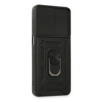 Newface Samsung Galaxy A22 Kılıf Pars Lens Yüzüklü Silikon - Siyah