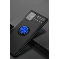 Newface Samsung Galaxy A71 Kılıf Range Yüzüklü Silikon - Siyah-Mavi