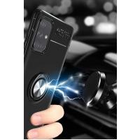 Newface Samsung Galaxy A71 Kılıf Range Yüzüklü Silikon - Siyah-Mavi