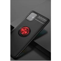 Newface Samsung Galaxy A71 Kılıf Range Yüzüklü Silikon - Siyah-Kırmızı