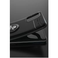 Newface Samsung Galaxy A71 Kılıf Range Yüzüklü Silikon - Siyah-Kırmızı