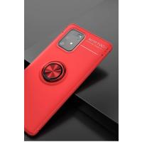 Newface Samsung Galaxy A91 / S10 Lite Kılıf Range Yüzüklü Silikon - Kırmızı
