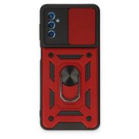 Newface Samsung Galaxy M52 5G Kılıf Pars Lens Yüzüklü Silikon - Kırmızı