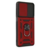 Newface Samsung Galaxy M52 5G Kılıf Pars Lens Yüzüklü Silikon - Kırmızı