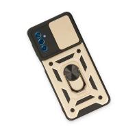 Newface Samsung Galaxy M52 5G Kılıf Pars Lens Yüzüklü Silikon - Gold