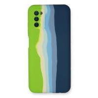 Newface Samsung Galaxy A03S Kılıf Ebruli Lansman Silikon - Yeşil-Koyu Yeşil