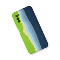 Newface Samsung Galaxy A03S Kılıf Ebruli Lansman Silikon - Yeşil-Koyu Yeşil