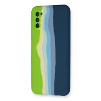 Newface Samsung Galaxy A03S Kılıf Ebruli Lansman Silikon - Yeşil-Koyu Yeşil