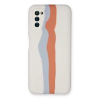 Newface Samsung Galaxy A03S Kılıf Ebruli Lansman Silikon - Beyaz-Turuncu