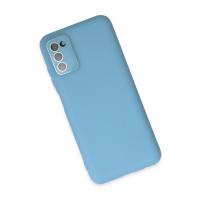 Newface Samsung Galaxy A03S Kılıf Lansman Glass Kapak - Mavi