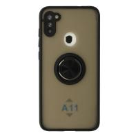 Newface Samsung Galaxy A11 Kılıf Montreal Yüzüklü Silikon Kapak - Siyah