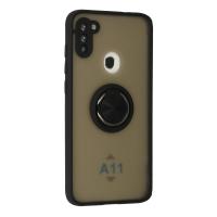 Newface Samsung Galaxy A11 Kılıf Montreal Yüzüklü Silikon Kapak - Siyah