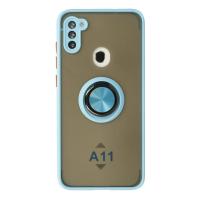 Newface Samsung Galaxy A11 Kılıf Montreal Yüzüklü Silikon Kapak - Buz Mavi