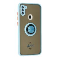 Newface Samsung Galaxy A11 Kılıf Montreal Yüzüklü Silikon Kapak - Buz Mavi