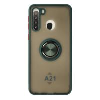 Newface Samsung Galaxy A21 Kılıf Montreal Yüzüklü Silikon Kapak - Yeşil