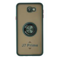Newface Samsung Galaxy J7 Prime Kılıf Montreal Yüzüklü Silikon Kapak - Yeşil