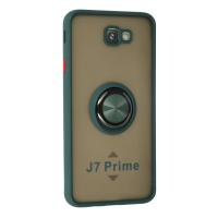 Newface Samsung Galaxy J7 Prime Kılıf Montreal Yüzüklü Silikon Kapak - Yeşil