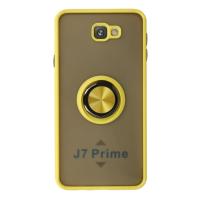 Newface Samsung Galaxy J7 Prime Kılıf Montreal Yüzüklü Silikon Kapak - Sarı