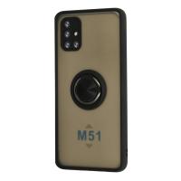 Newface Samsung Galaxy M51 Kılıf Montreal Yüzüklü Silikon Kapak - Siyah