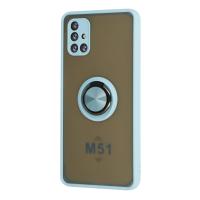 Newface Samsung Galaxy M51 Kılıf Montreal Yüzüklü Silikon Kapak - Buz Mavi