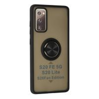 Newface Samsung Galaxy S20 FE Kılıf Montreal Yüzüklü Silikon Kapak - Siyah