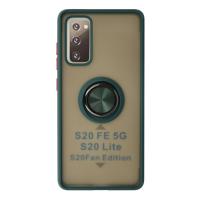 Newface Samsung Galaxy S20 FE Kılıf Montreal Yüzüklü Silikon Kapak - Yeşil