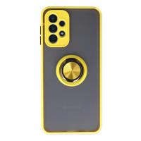 Newface Samsung Galaxy A23 4G Kılıf Montreal Yüzüklü Silikon Kapak - Sarı