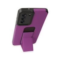 Newface Samsung Galaxy S21 FE Kılıf Mega Standlı Silikon - Mor