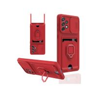 Newface Samsung Galaxy A23 4G Kılıf Zuma Kartvizitli Yüzüklü Silikon - Kırmızı