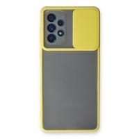 Newface Samsung Galaxy A73 5G Kılıf Palm Buzlu Kamera Sürgülü Silikon - Sarı